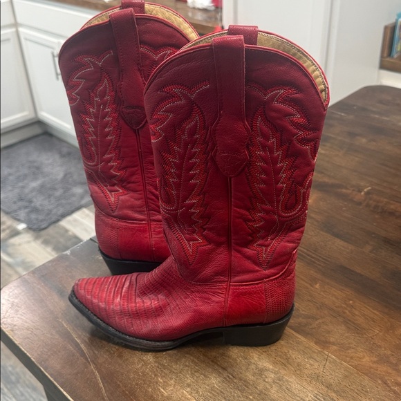 Red Western Real Exotic Leather Cowboy Boots! - Picture 13 of 14